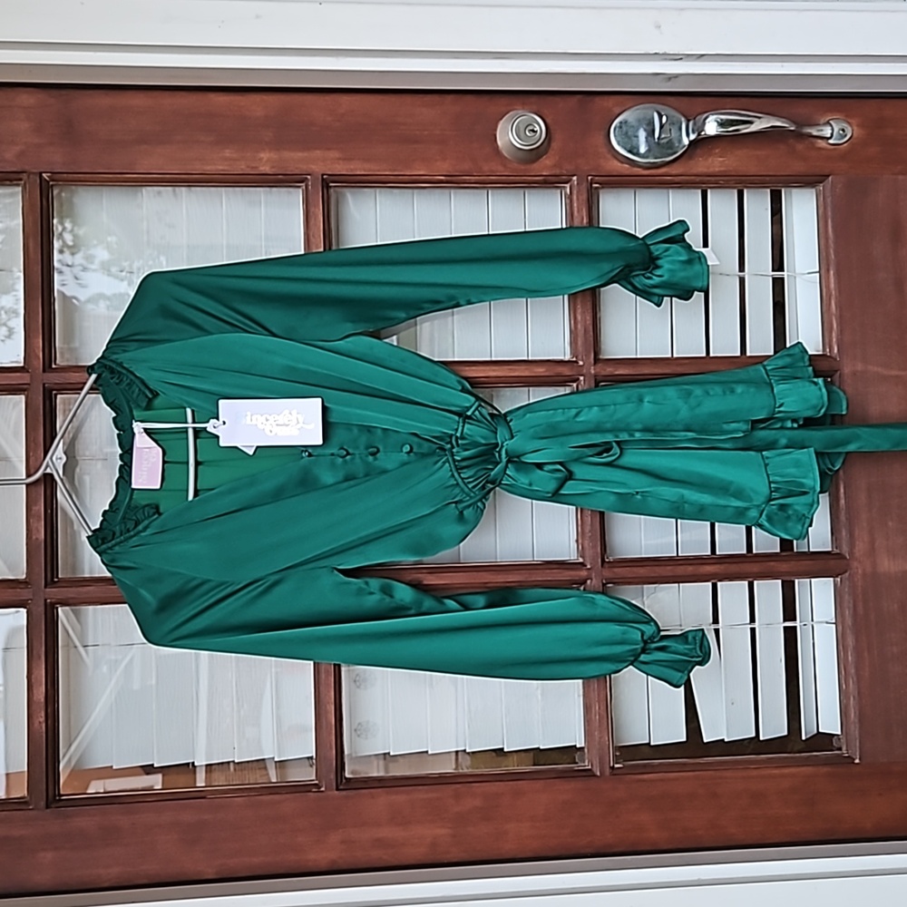 NWT! Sincerely Ours RARE Ember Romper in Dark Green